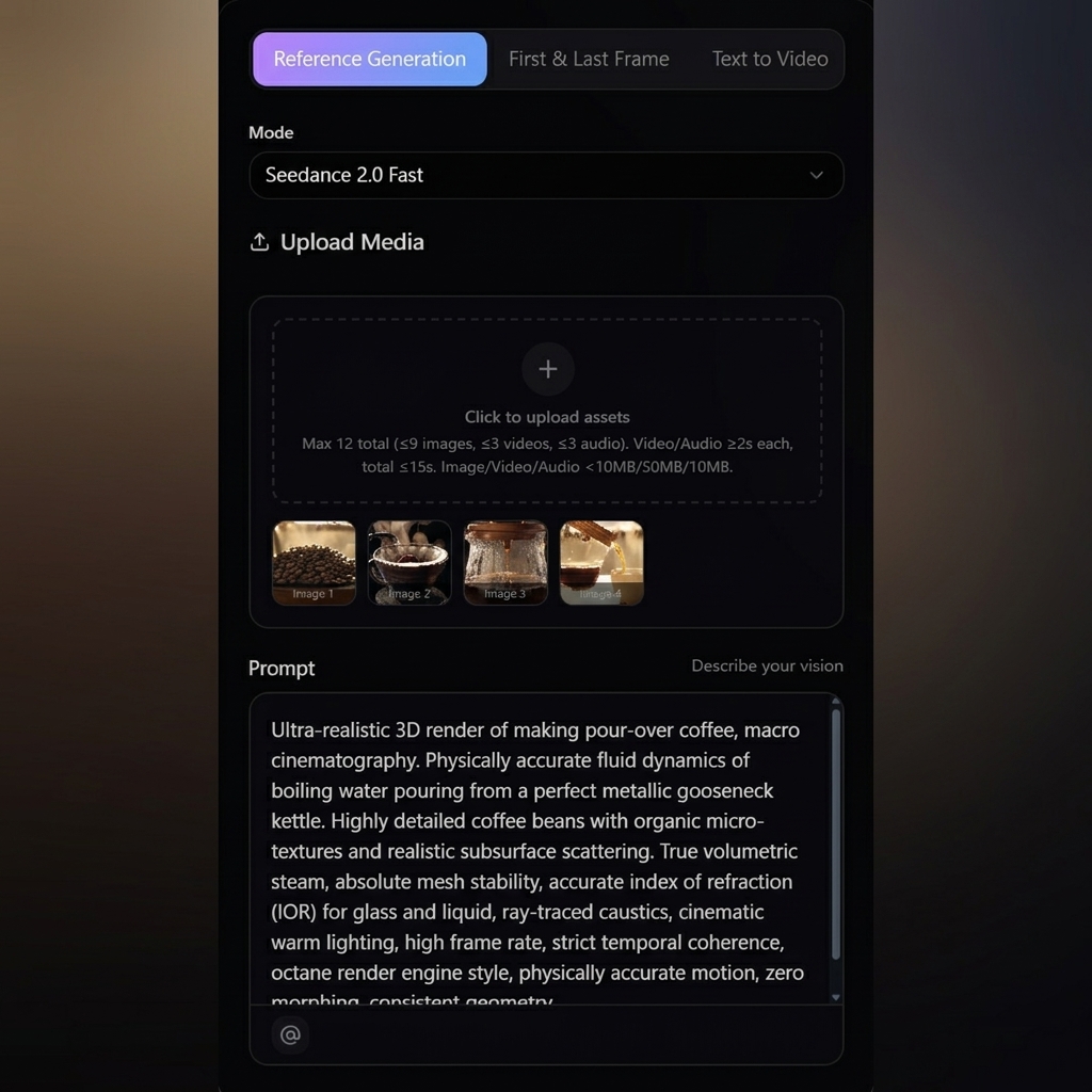 Prompt input and reference upload